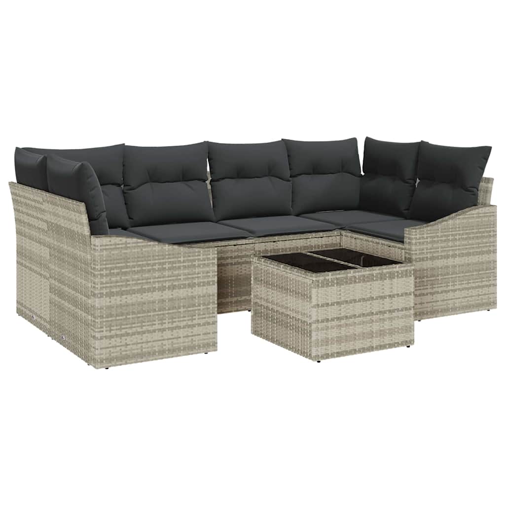 Garten-Sofa-Set mit Kissen 7 pcs Hellgrau und Dunkelgrau